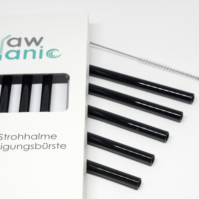 Strohhalme 5er Set - Glas schwarz von Strawganic