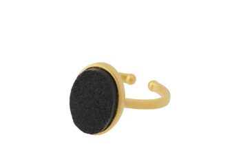 Ash Ring - Black Druzy oval gold von Pernille Corydon