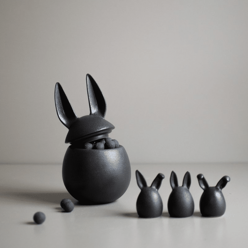 Bowl – Rabbit cast iron black L von dbkd