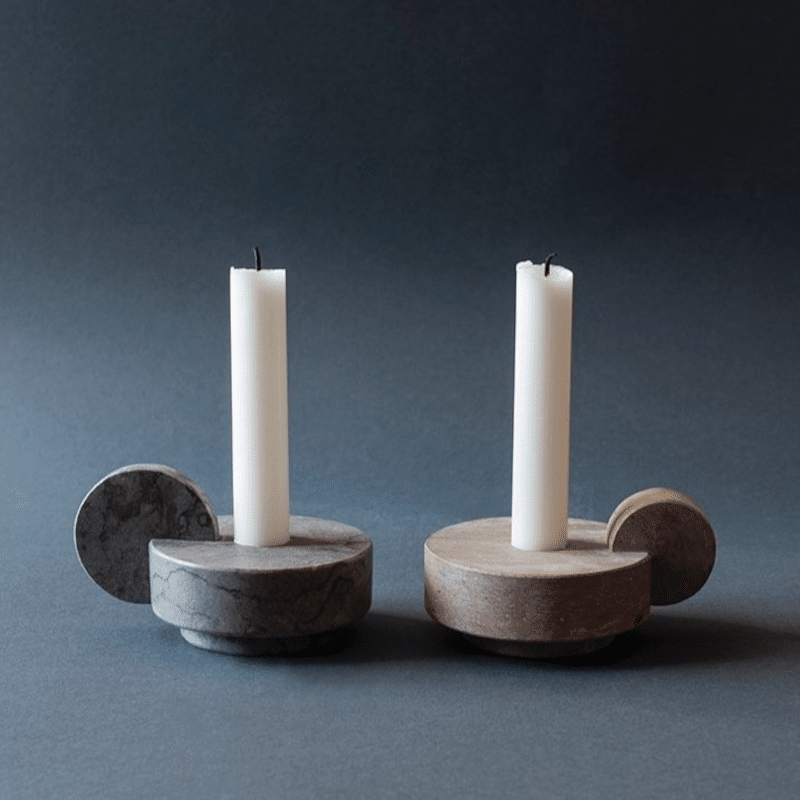 Kerzenständer - CANDELSTICK grey von Stenhuggardottern