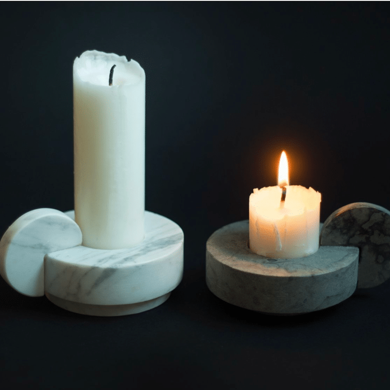 Kerzenständer - CANDELSTICK grey von Stenhuggardottern